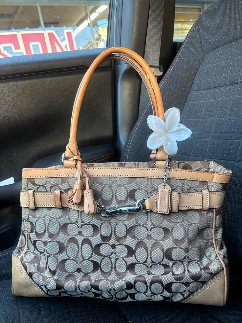 Vintage Fall Coach Signature Hampton Canvas Tote Bag